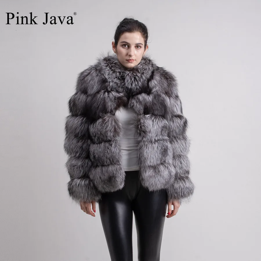 Розовая Java QC8139 новое поступление женское зимнее плотное меховое пальто куртка из натурального Лисьего меха высококачественное пальто из лисы верхняя одежда с воротником