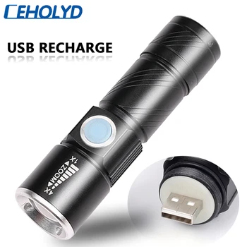 

XP-G Q5 Portable USB Handy Powerful LED Flashlight Rechargeable Torch Flash Light Bike Pocket Zoomable Lamp Built in Battery 10W