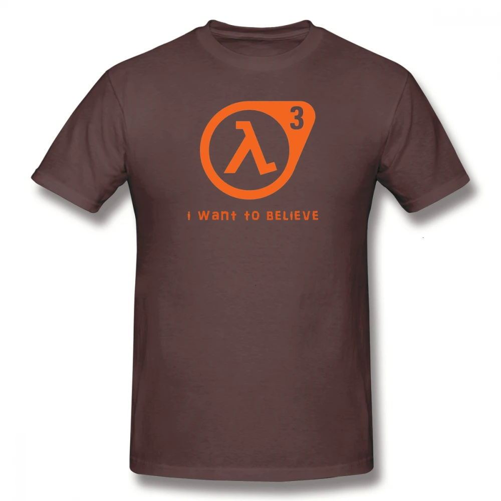 one yona Half Life T Shirt Half Life 3 I Want To Believe T-Shirt 100 Percent Cotton Cute Tee Shirt Basic Short Sleeve Man Tshirt - Цвет: Coffee