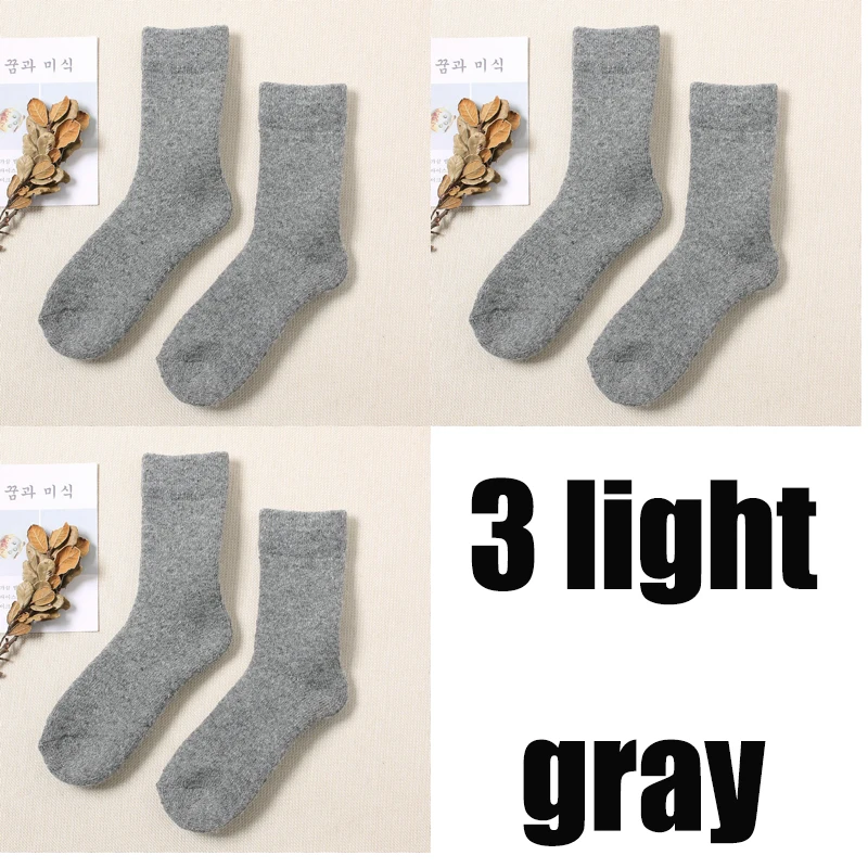 3 light gray Новые плотные махровые носки из шерсти кролика Женские однотонные теплые забавные зимние носки skarpetki calcetines mujer - Цвет: 3 light gray