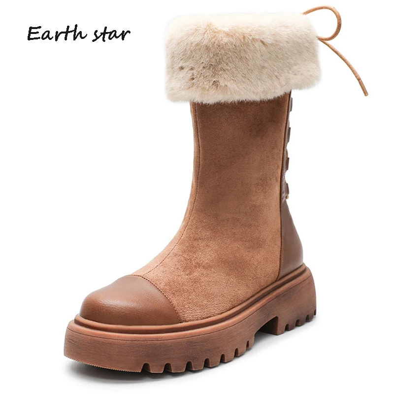 Botas mujer/обувь г. Женские зимние ботинки модные брендовые женские зимние ботинки из натуральной кожи на меху ботильоны с ремешком сзади