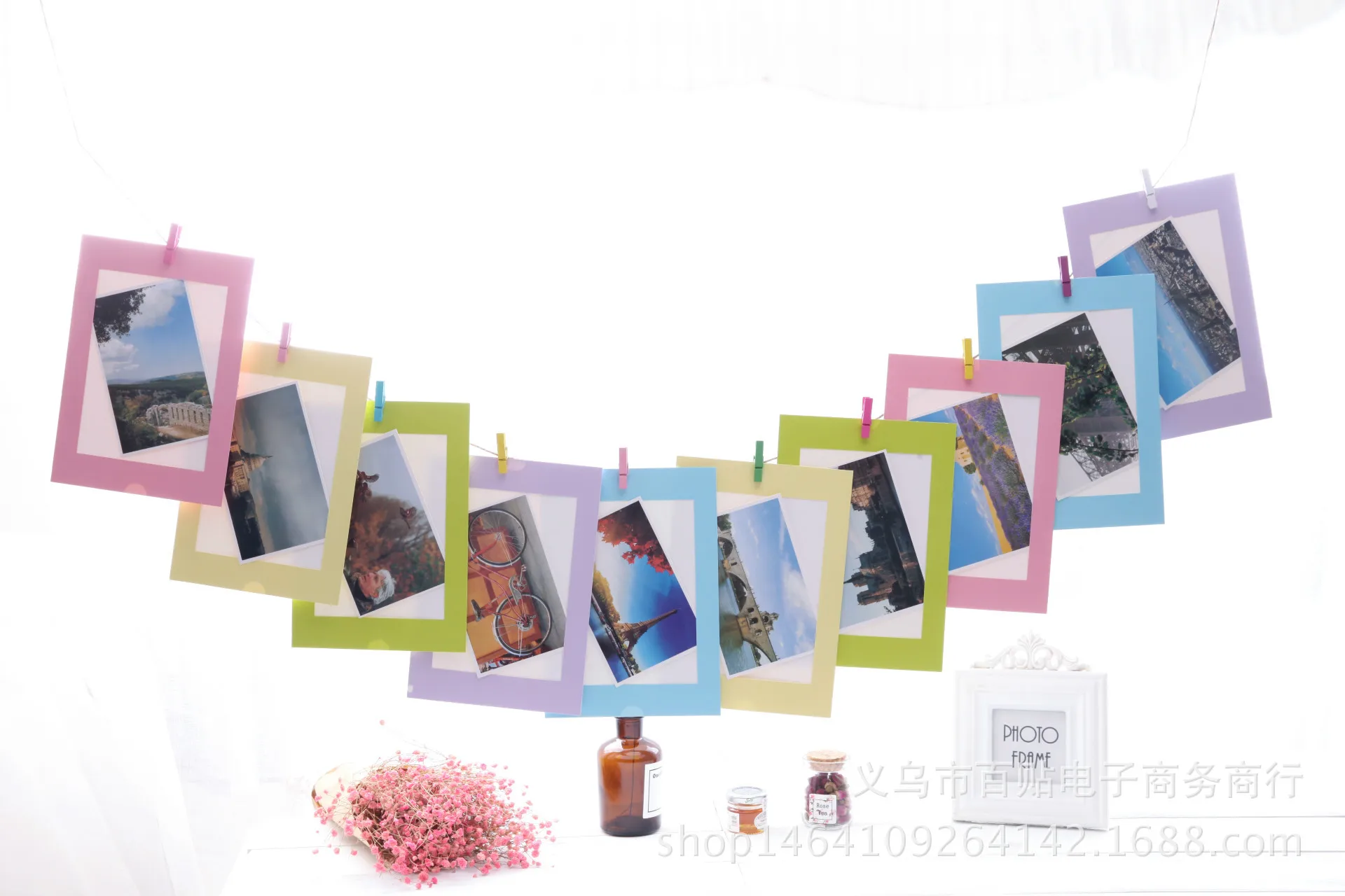 345678-Inch Color Hanging Paper Photo Frame Home Soft Loading Wall Hanging Decoration DIY Painting Frame Photo Wall