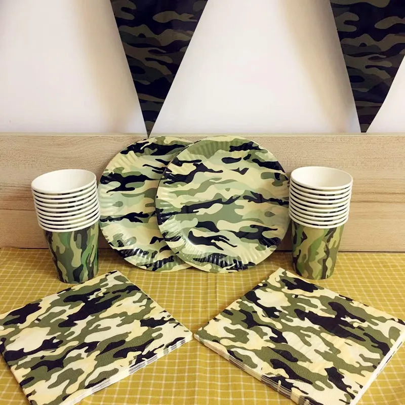 

Party Supplies camouflage party set kids birthday party decorations camouflage theme disposable tableware camouflage plates cups