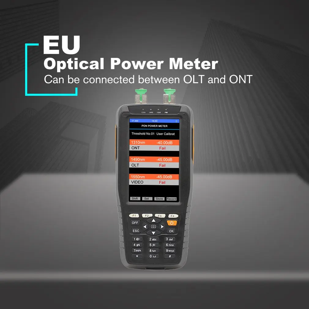 

PON Optical Power Meter With 1MW VFL Visual Fault Locator High Precision 1310/1490/1550nm Fiber Tester TM70B-OV1