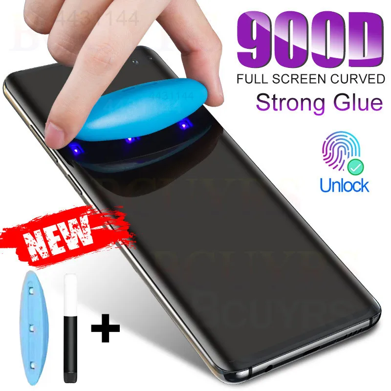 UV Tempered Glass For Samsung Galaxy S8 S9 S10 S20 Plus Ultra Liquid Screen Protector For Samsung Note 8 9 10 20 Plus Glass Film