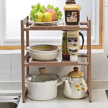 

2-Tier Adjustable Storage Holders Expandable Storage Rack Kitchen Drainning Shelves Bathroom Cabinet Space Saving Home Organizer