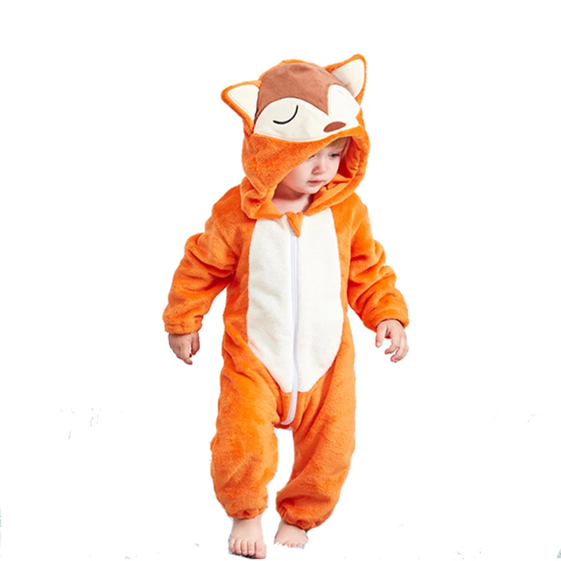 

Fox Onesies For Baby Boy Sleepwear,Flannel Winter Animal Pajamas Kigurumi ,Girl Cosplay Costume One-Piece Pijamas Newborn Romper