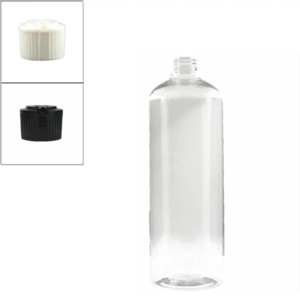 500 мл пустые круглые пластиковые бутылки прозрачная ПЭТ бутылка с черной/белой