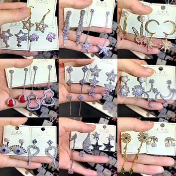 

30 Pairs/lot top quality fashion women earring lot wholesale luxury zircon women wedding earring jewelry lot 201108-92