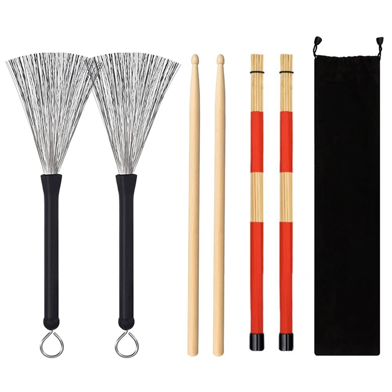 1 Pair Drum Brushes Retractable Wire Brushes Drums Drum Sticks Brush