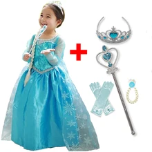 Маскарадное платье принцессы Эльзы для детей от 2 до 10 лет вечерние костюмы Анны и Эльзы на Хэллоуин Детские платья для девочек, одежда для костюмированной вечеринки