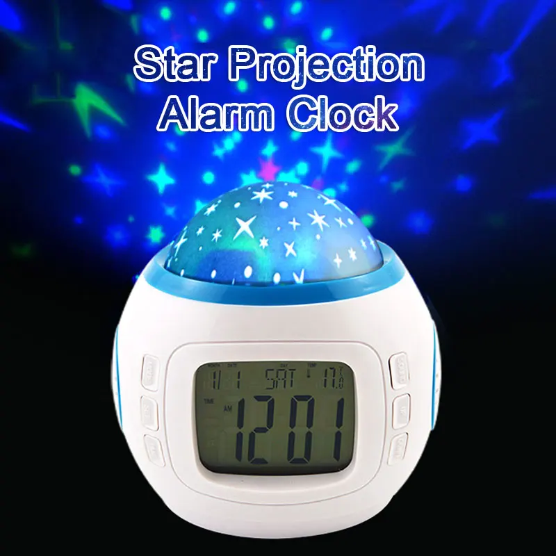 SOLEDI 10cm Romantic Star Sky Light Night LED Digital Alarm Clock Creative Star Sky Alarm Clock Children Gift Temperature Time