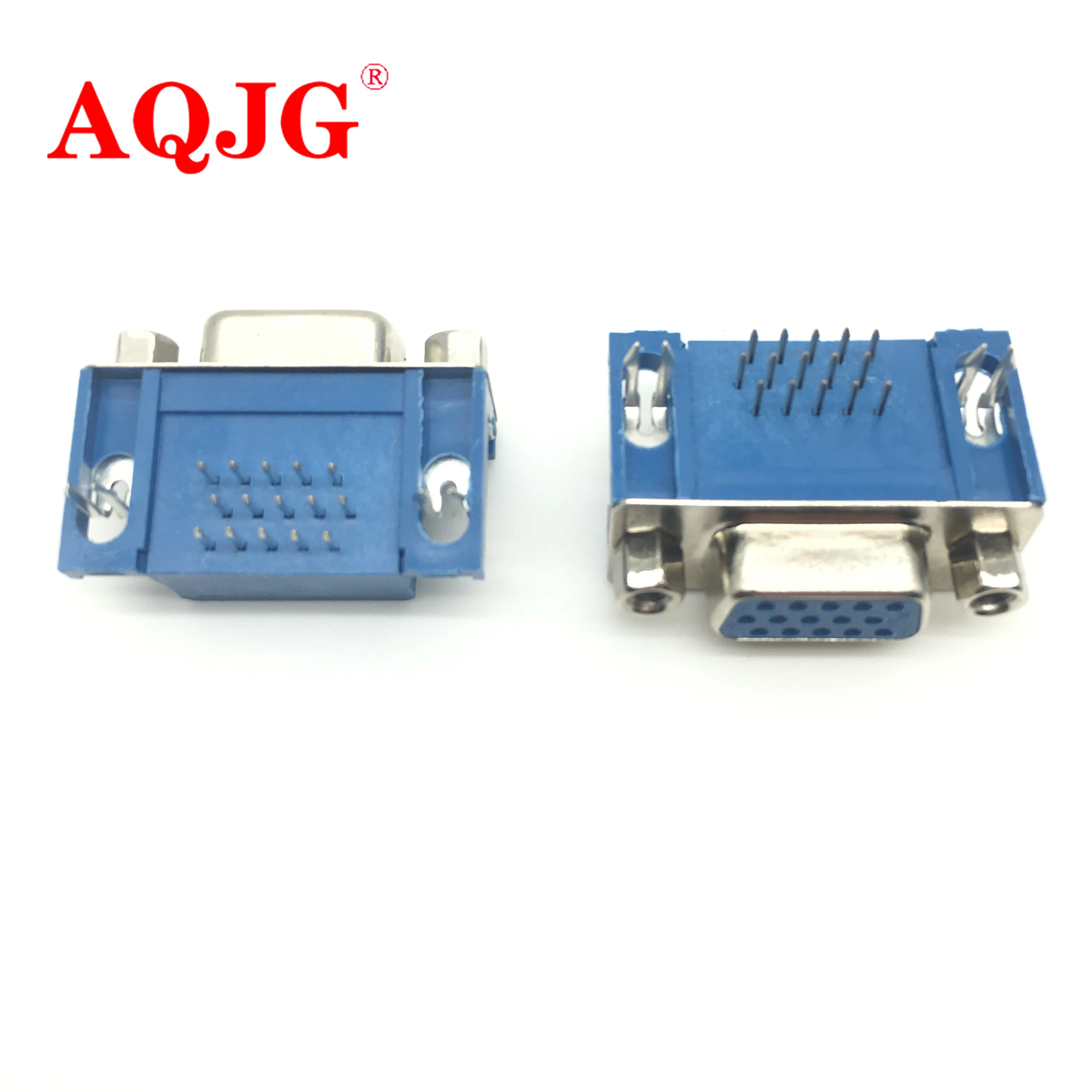 암컷 PCB 마운트 커넥터 직각 D-Sub 3 행 블루 병렬 포트 커넥터, 15 핀 15 핀 VGA 소켓 어댑터, DB15 DR15, 5 개