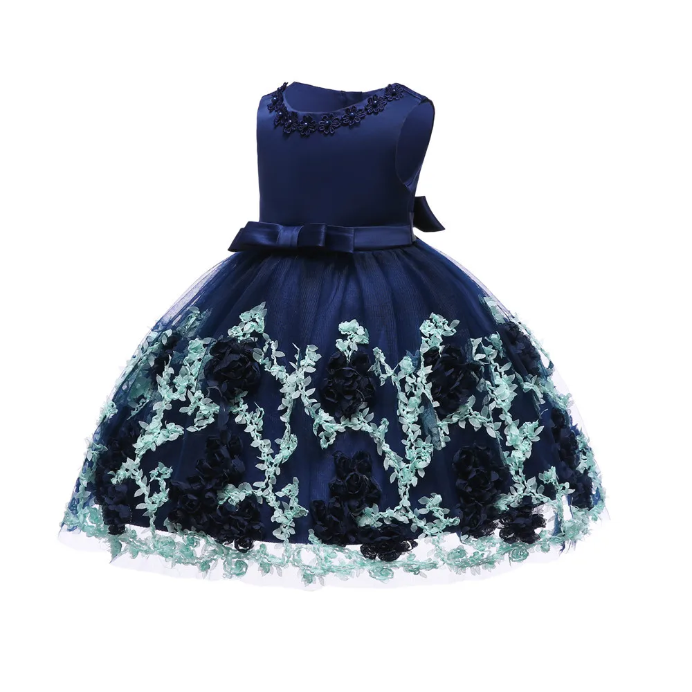 

AliExpress Hot Selling Princess Dress Children Dress Joint 3D Embroidery Flower Children Shirt