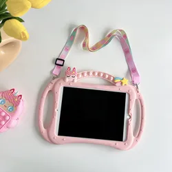 Cute Unicorn Portable Silicone Smart Case For Apple iPad Pro Air Mini Shockproof Protect Armor Stand Cover Strap