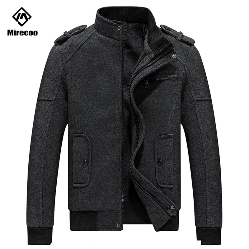 Мужское шерстяное пальто однотонное Брендовое из смешанной шерсти для осени и