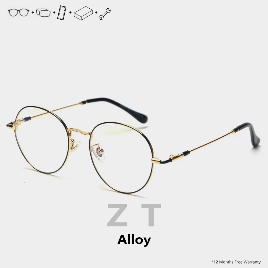 

ZT Round Prescription Glasses for Men Gold Frame Okulary Korekcyjne Bril Lunettes Homme Myopia Glasses