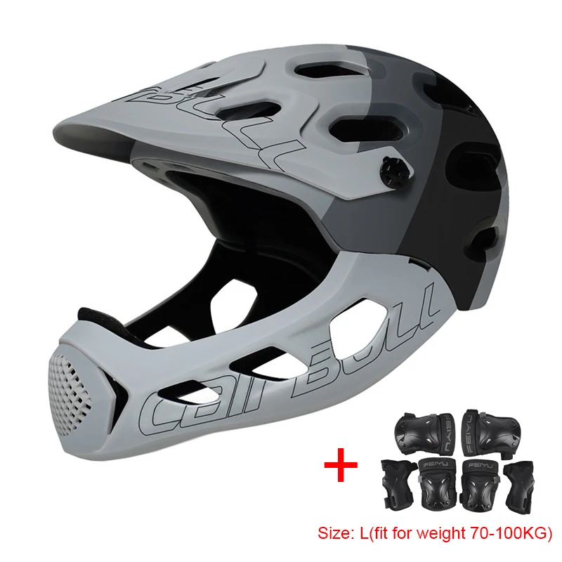 Gray Gear L TRAIL DH MTB велосипедный шлем со съемной защитой подбородка и налокотником наколенник анти-ударный скейтборд дорожный горный велосипед велосипедный шлем - Цвет: Gray Gear L