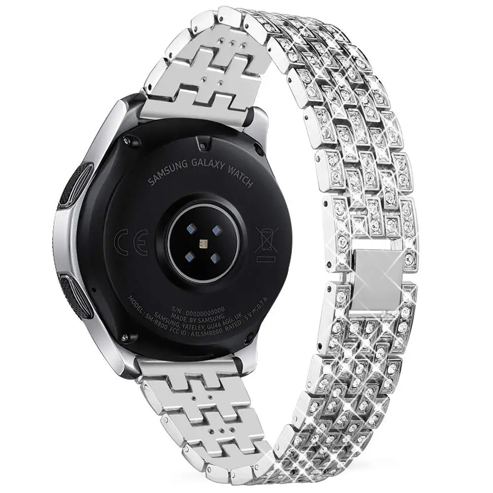 Ювелирный браслет 18/20/22 мм Для Samsung Galaxy Watch 46/42 мм Женщины Мужчины Бриллиантовый ремешок из хрусталя Запасной ремень из нержавеющей стали Для Samsung Gear S3 S2/ AMAZFIT GTR 42 / 47mm Аксессуары для часов