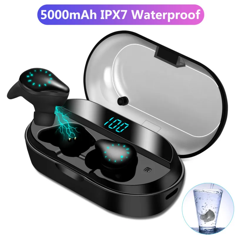 

X10 TWS Bluetooth Earphone Wireless Earbuds IPX7 Waterproof Headphone for Game Sport Headset LED Display with 5000mAh Power Bank