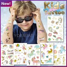 Unicorn Planet Outer Space Astronaut Cute Face Neck Hand Girl Boy Child Glitter Tattoo Kids Space 6 Month Temporary Tatoo 2021