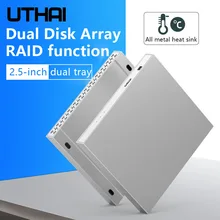  UTHAI 2.5 Inch Mobile HDD Enclosure Dual-Bay RAID Disk Array USB3.0 / Type-C 5Gbps Metal Solid State Hard Disk Box 