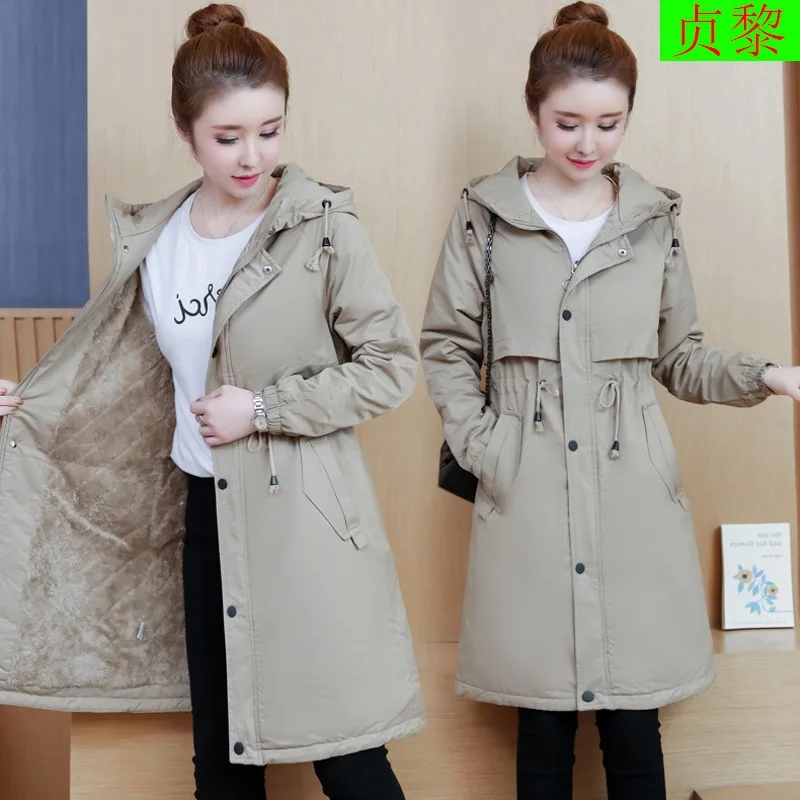 

Mid-length Cotton Coat Women's 2018 Winter New Style Korean-style Waist Hugging Slimming Workwear Cotton Overcoat Fashion Cotton