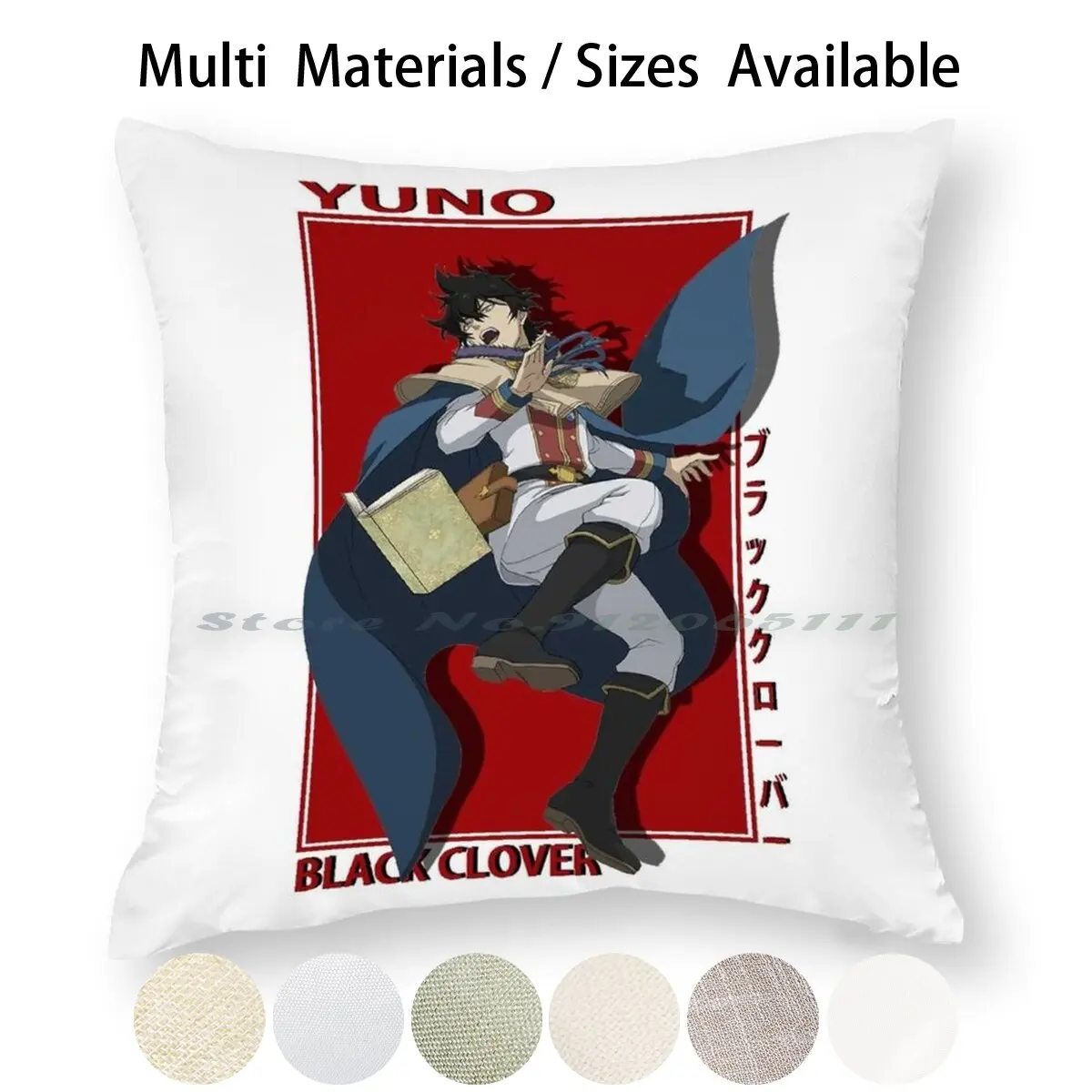 Yuno Black Clover Pillow Case Throw Cover Cotton Linen Flax Adorable Girls Characters Show Chibi Weaboo Senpai Sensei | Дом и сад