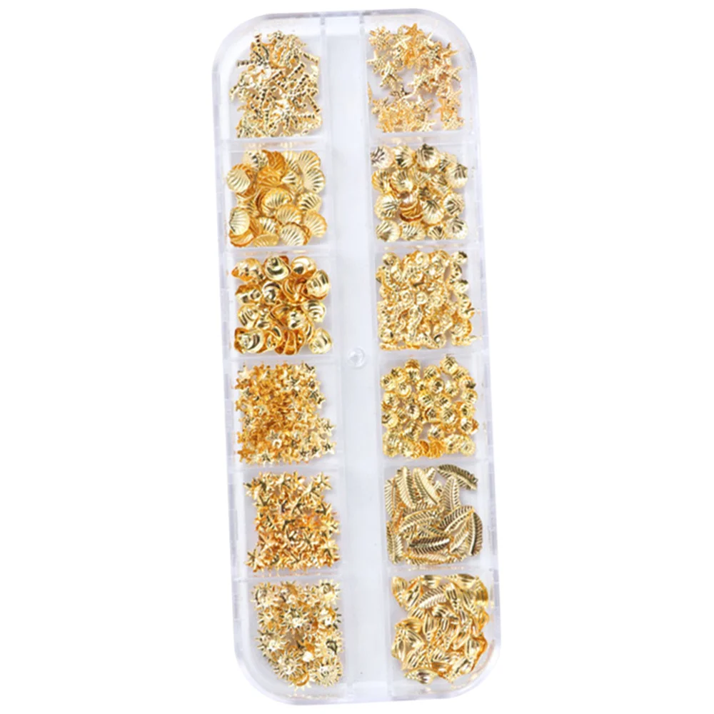 

1 Box of Nail Patches Metal Shell Sea Theme Conch Sea Star Nail Art Patches Manicure Stickers for Girls Lady