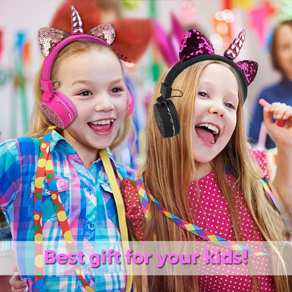 2020 Unicorns Kids Headphone Wireless Stereo Music Headset with MIC for Handsfree Boy Girls Birthday Gifts