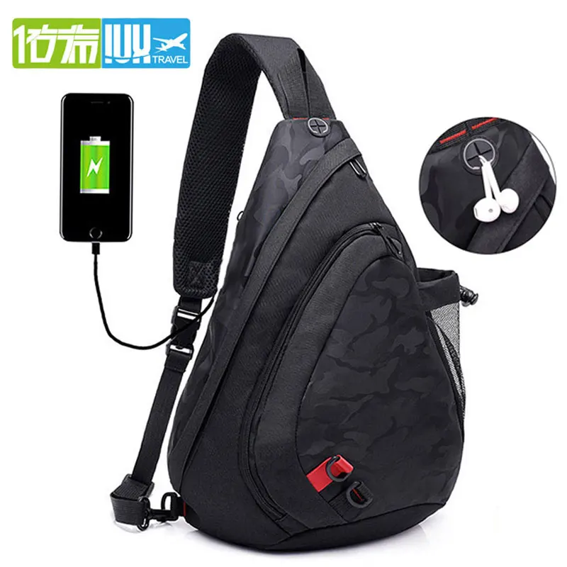 IUX Sling Bag Наплечная упаковка сумки через плечо мужская сумка через плечо с usb-портом для зарядки маленькая сумка мужской кошелек