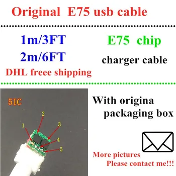 

100pcs/lot With New packaging 100% Genuine Original 1m/3ft 2m/6ft E75 Chip Data USB charging cable for Foxconn i8 i7 6 X XS MAX