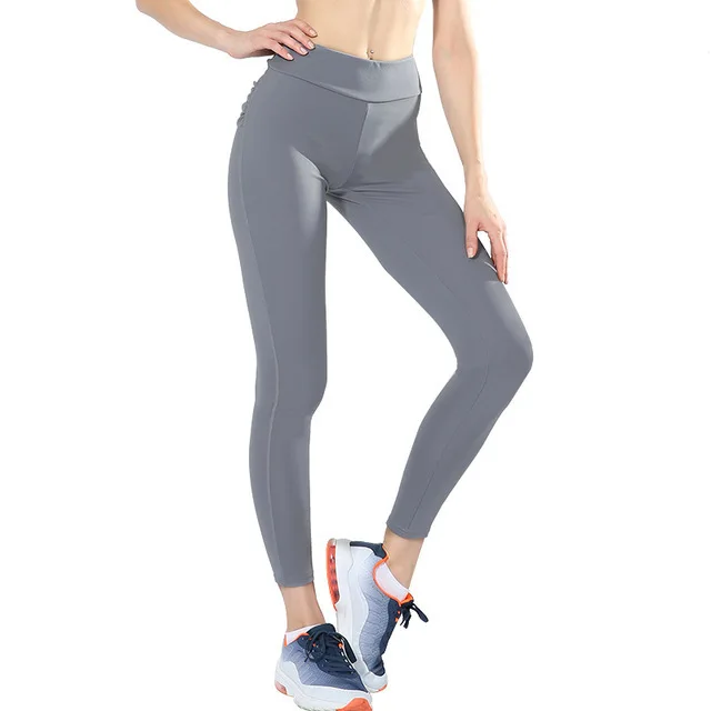 Высокая энергия Бесшовные Фитнес Спортивные Леггинсы женские мягкие простые Wrokout спортивные тренировочные фитнес Леггенсы с высокой талией штаны для йоги - Цвет: Light Grey