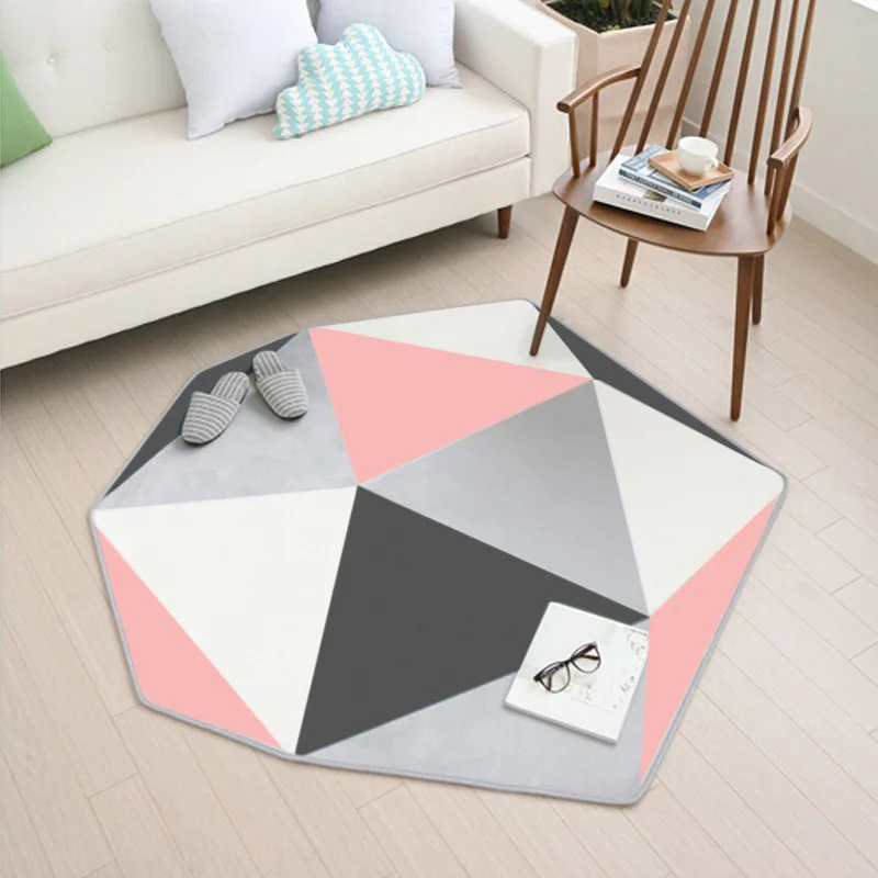 

Geometric Hexagon Carpet Bedroom Living Room Sofa Tea Table Coral Velvet Anti-slip Area Rugs Big Carpets Floor Mat Home Tapete