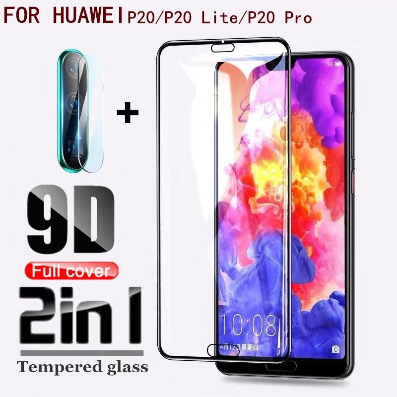 2 в 1 полное покрытие 9D закаленное стекло для Huawei P20 Lite Pro Взрывозащищенная HD
