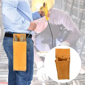 

Electrician Tool Bag Electrode Holder Welding Rod Storage Bag Flame Retardant Cowhide Leather Hardware Waist Bag