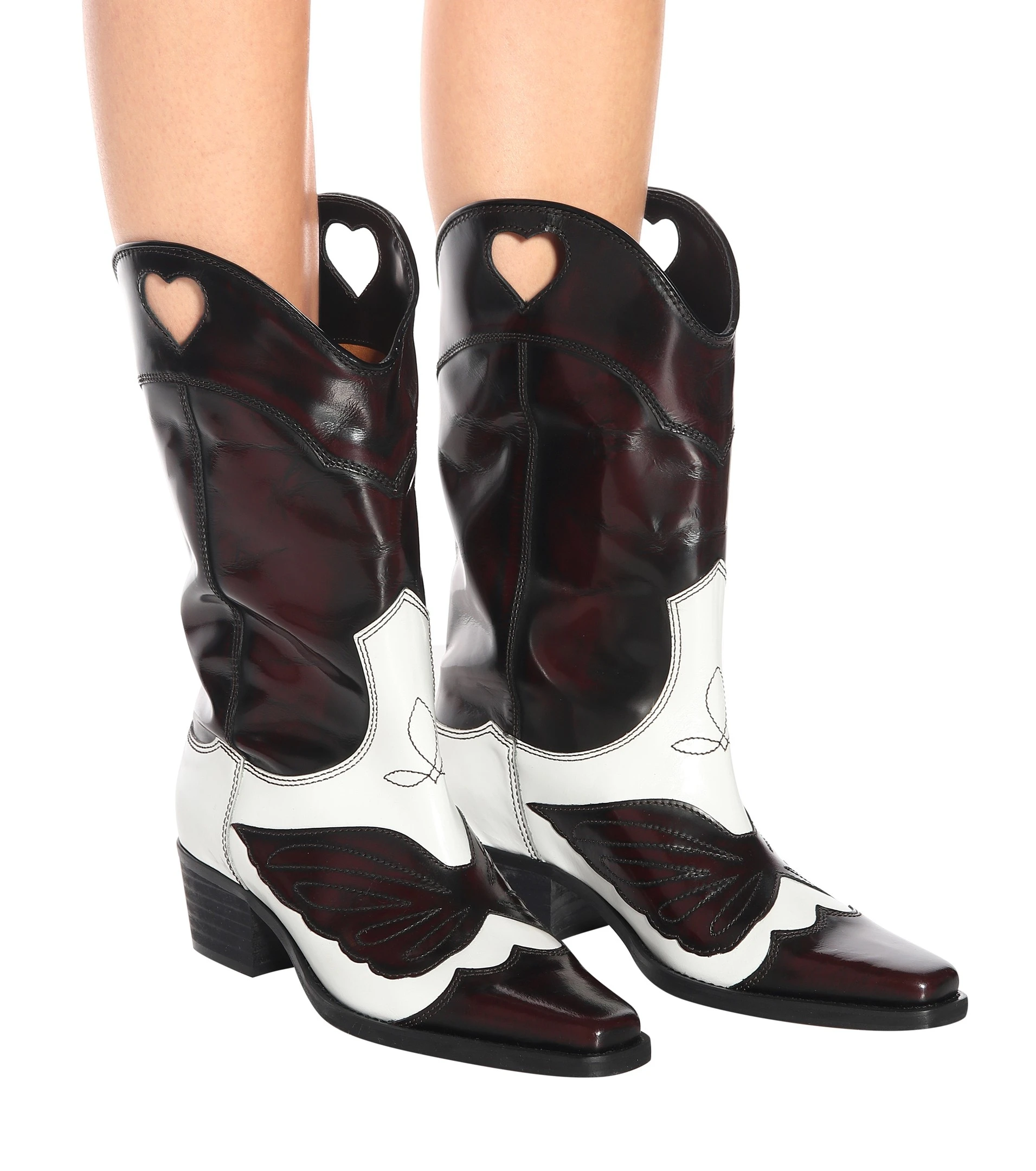 diseño cuero genuino rodilla botas altas para mujeres bordado mariposa  motocicleta botas puntiagudas tobillo fresco botas|Knee-High Boots| -  AliExpress