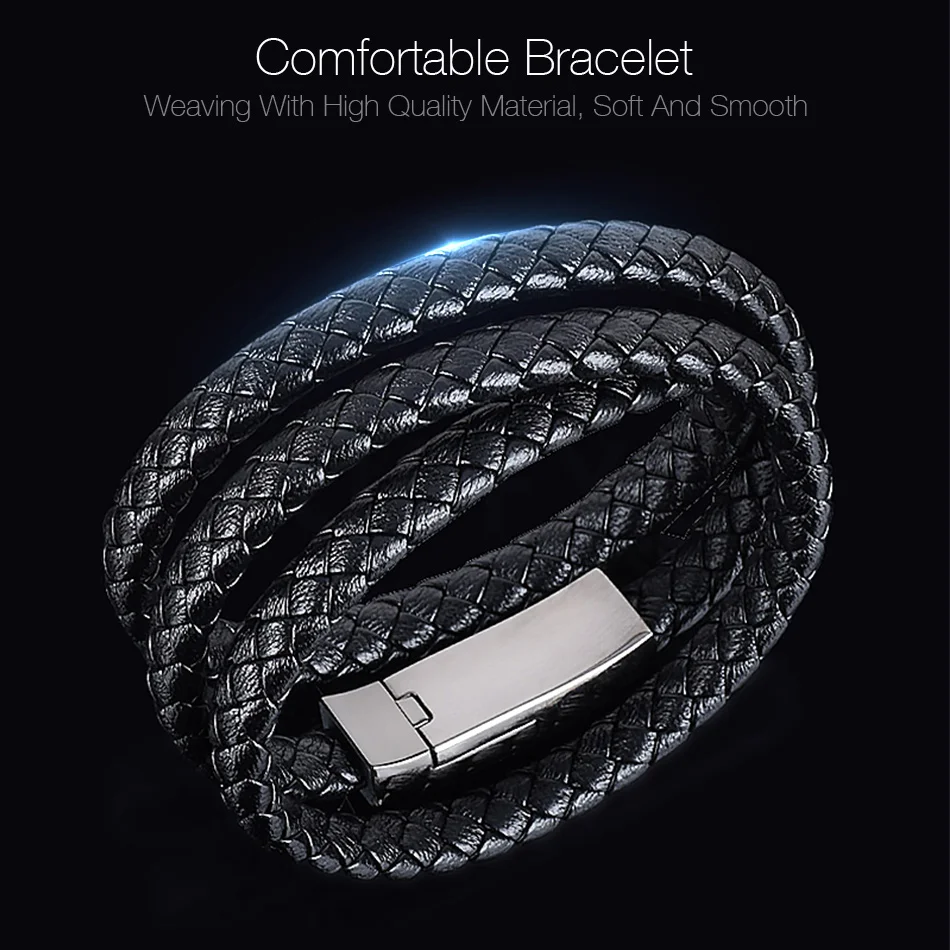C line USB Кожаный браслет на запястье данных зарядный кабель синхронизации, подходит для iPhone Android браслет стальная магнитная пряжка