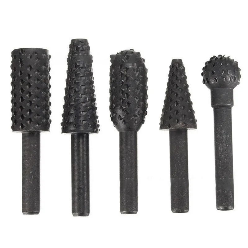 5 Pcs 1/4" Drill Shank Rotary Craft Files High Quality Rotary Rasp File Rasp Burrs Wood Bits Grinding Woodworking Hand Tool