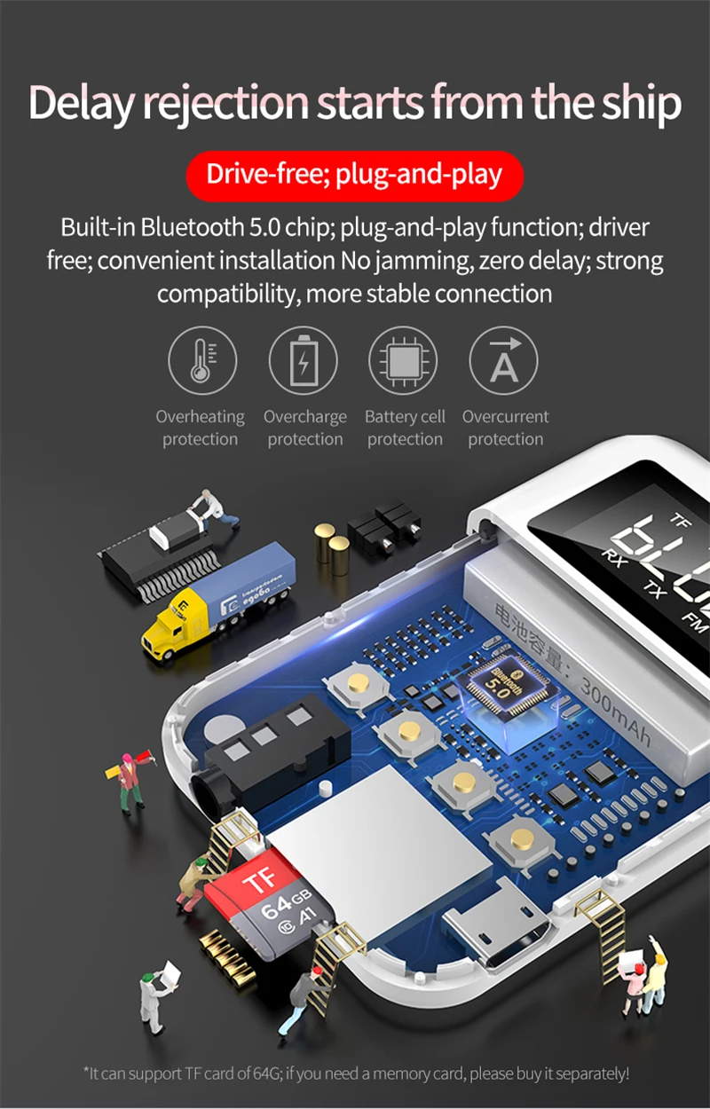 Transmissor de áudio 9 em 1 bluetooth