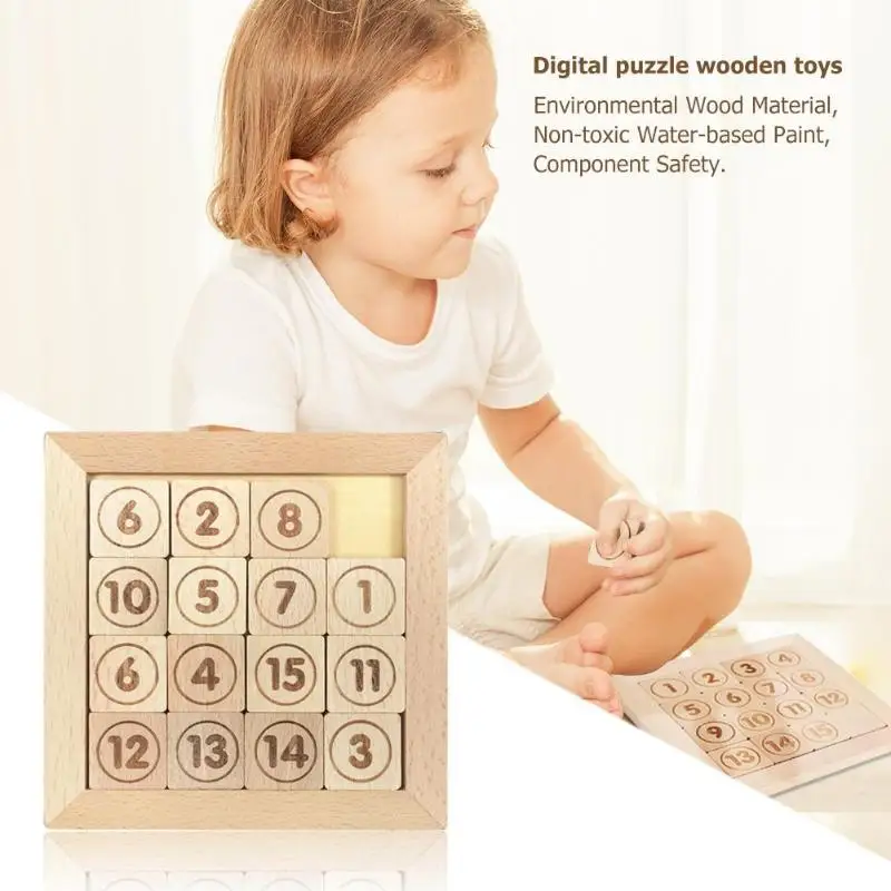 

Wooden Spate Game Number 1 to 15 Blocks Sliding Children Adults IQ Toy Non-toxic Brainstorm Release Pressure Gadgets