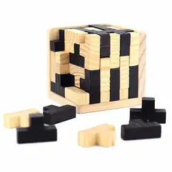 3D Деревянный пазл для Тренировки Мозга Genius Skills Builder T-shape Pieces с Tetris Fit. Обучающая игрушка для детей и взрослых