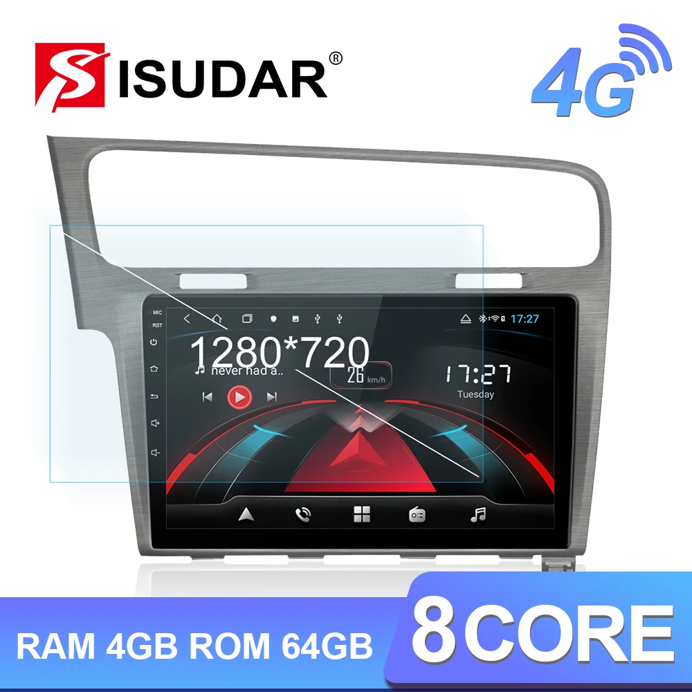 

Isudar H53 4G Android 1 Din Auto Radio For VW/Volkswagen/Golf 7 Car Multimedia 8 Core RAM 4GB ROM 64GB GPS DVR 1080P Camera IPS