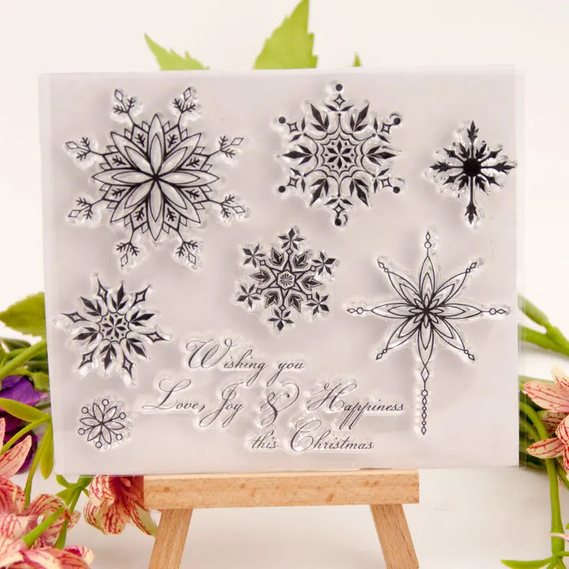 

KSCRAFT Snowflake Transparent Clear Silicone Stamps for DIY Scrapbooking/Card Making/Kids Fun Decoration Supplies