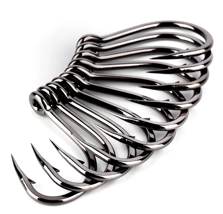 50pcs Mustad Hooks Jig Bait Deep Ocean  10827np# 4X Strong  Barbed Fishhook  Pesca Anzol Iron Board