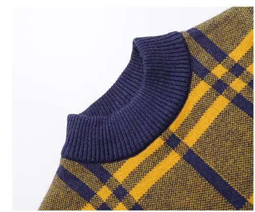 Зимняя детская одежда свитера для мальчиков Повседневные вязаные свитера для мальчиков с воротником-стойкой из плотного флиса и хлопка