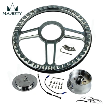 

14" 9-Bolt Trinity Style Half Wrap PVC Steering Wheel +Adapter w/Horn For CHEVY