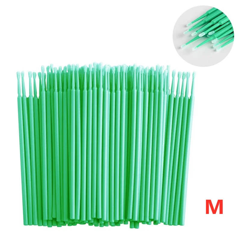 Dark Green M 100 шт./пакет одноразовая микрощетка ресницы человека Расширение Удаление ресниц тампон микро щетка для наращивания ресниц Инструменты - Цвет: Dark Green M