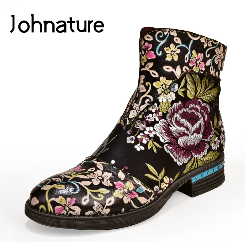 Johnature/Новинка 2020 года Сезон осень-зима Ботинки из натуральной кожи на платформе