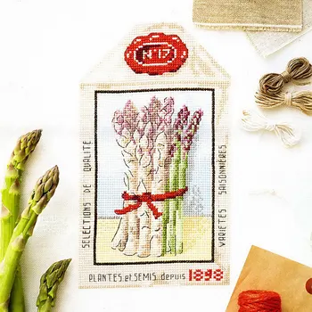 

Fishxx Cross Stitch Kit VE20 Okra Asparagus Precision Printing Restaurant Hanging Paintings Hand Embroidery Decoration